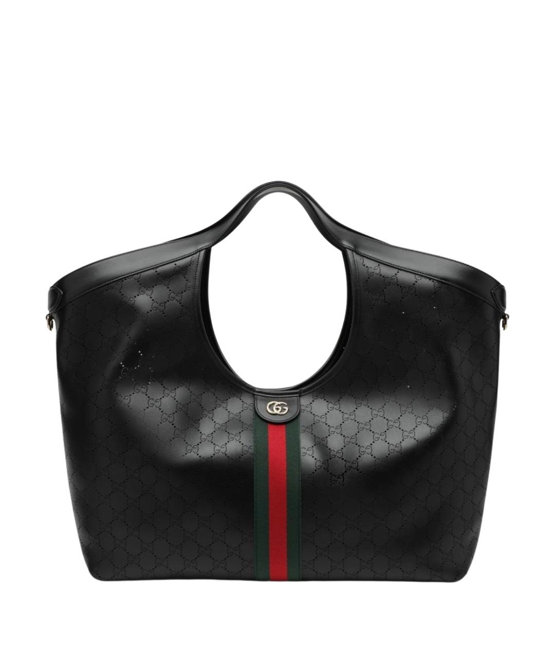 GUCCI Черная кожаная сумка тоут, фото 1