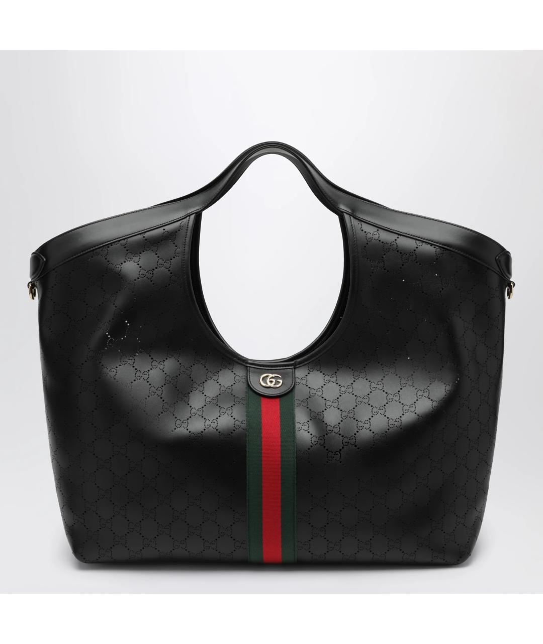 GUCCI Черная кожаная сумка тоут, фото 3