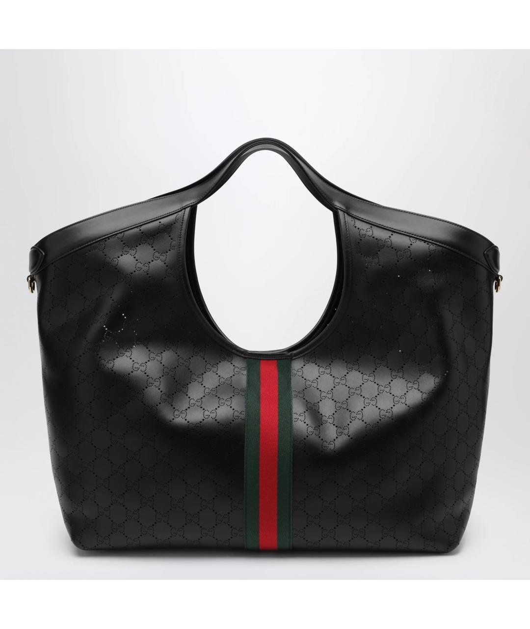 GUCCI Черная кожаная сумка тоут, фото 2