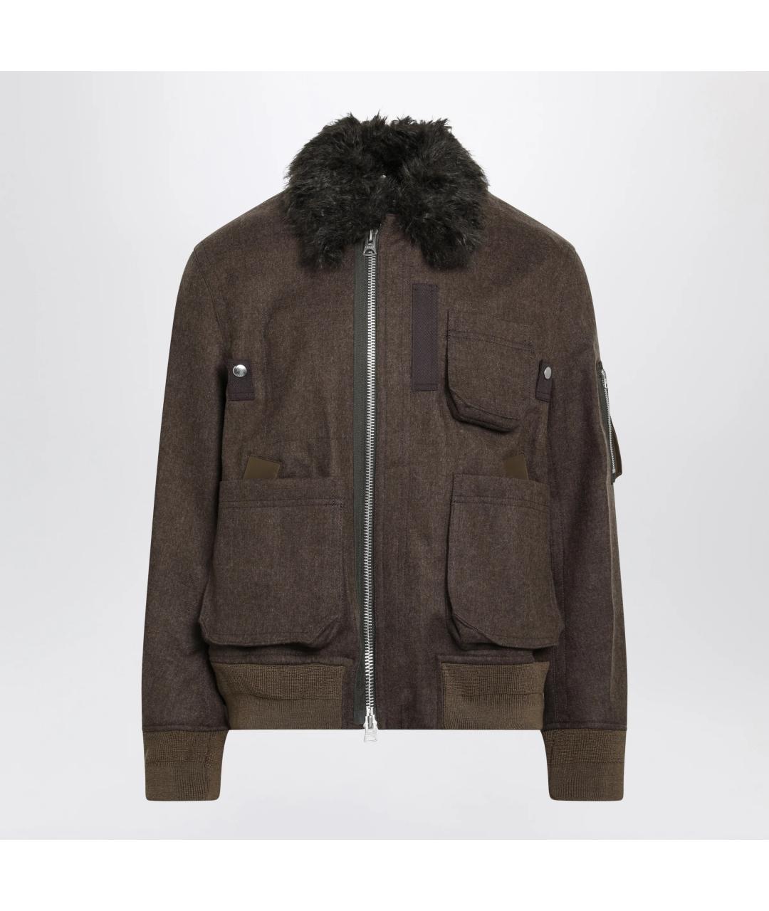 SACAI Коричневая шерстяная куртка, фото 3