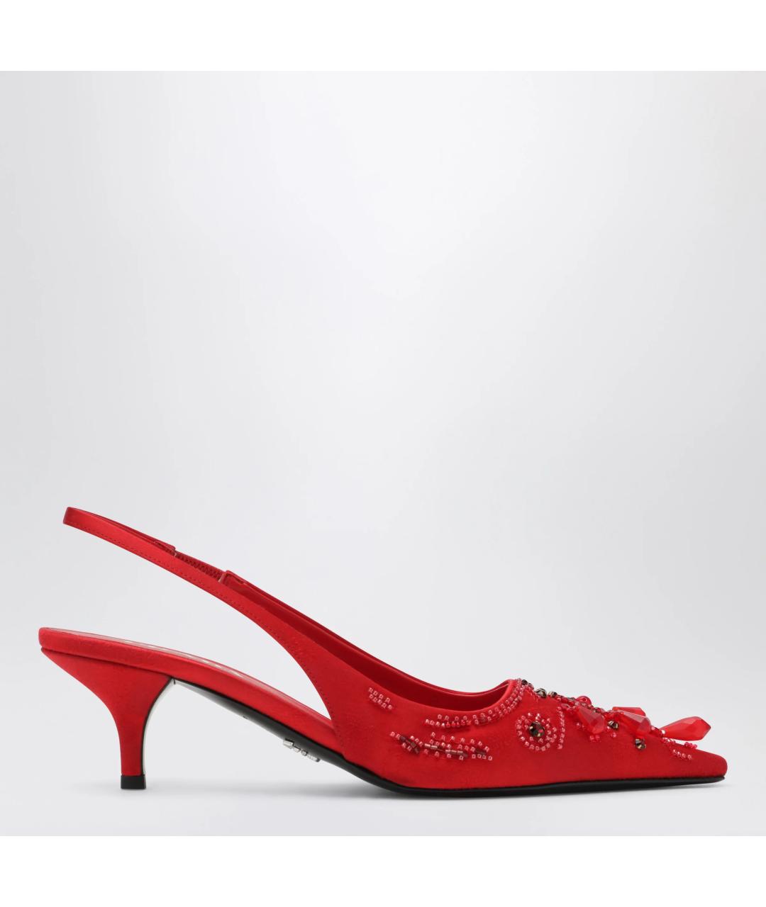 PRADA Красные текстильные туфли, фото 3