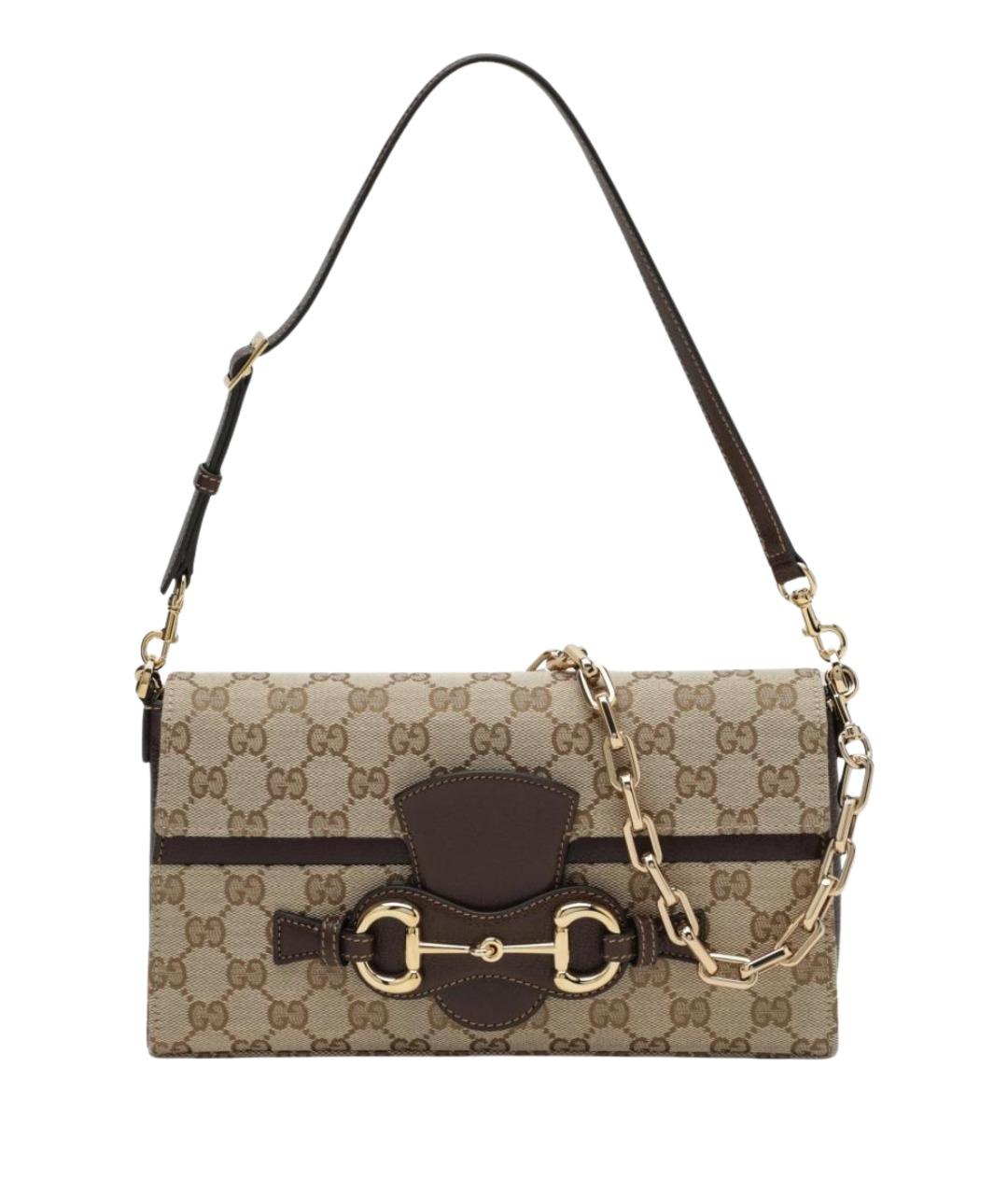 GUCCI Бежевая сумка через плечо из канвы, фото 1