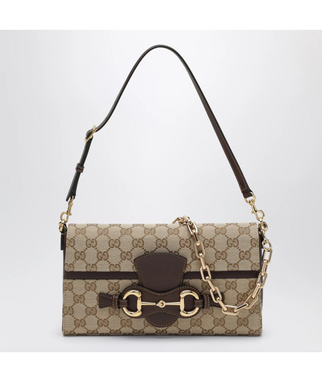 GUCCI Бежевая сумка через плечо из канвы, фото 3