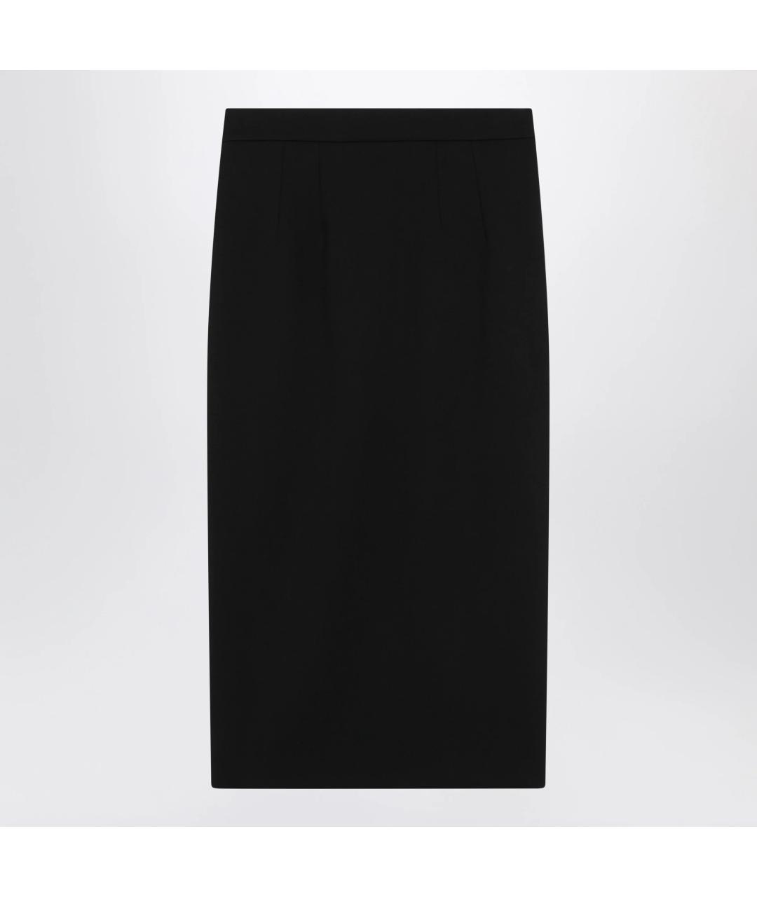 DOLCE&GABBANA Черная шерстяная юбка миди, фото 3