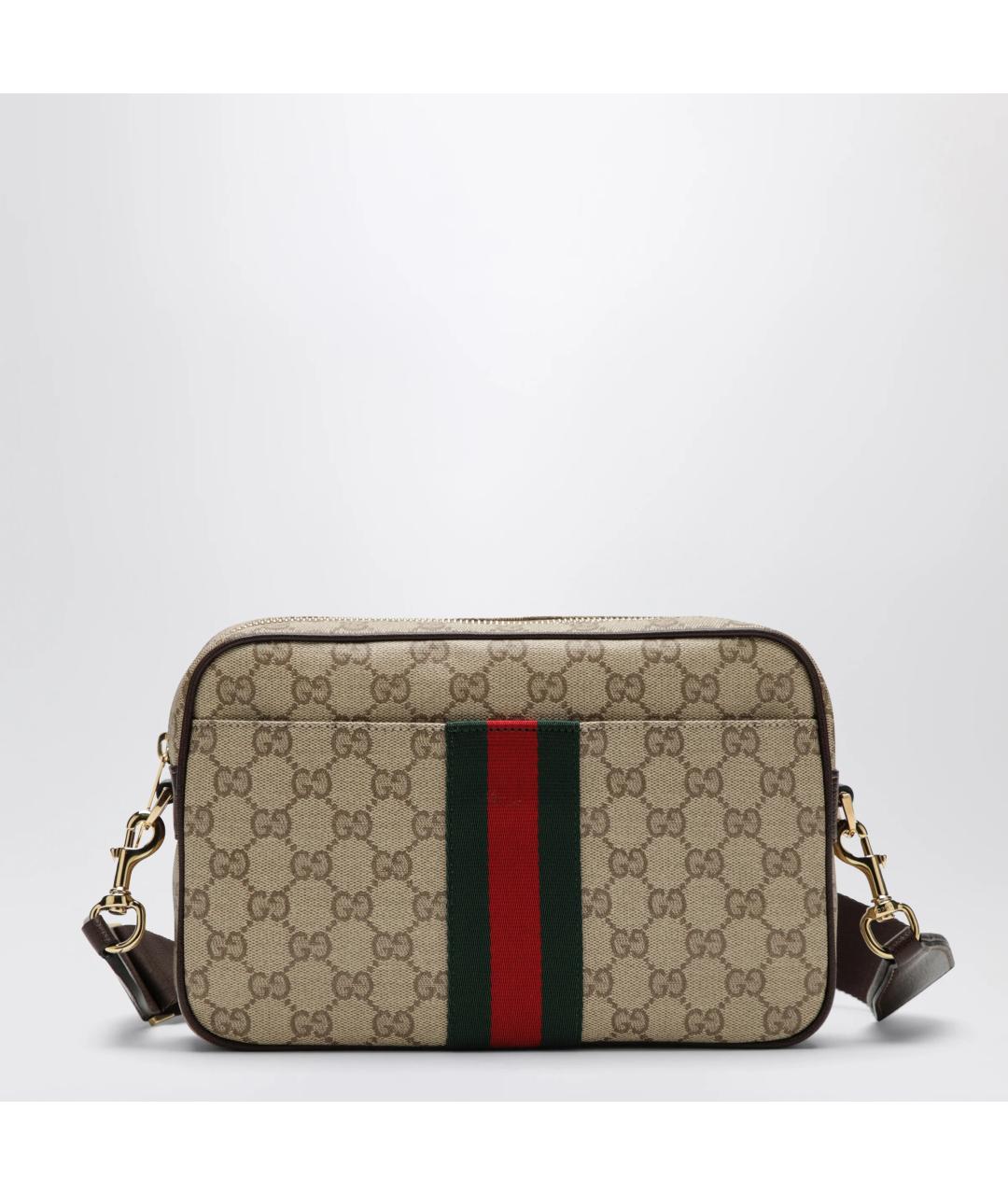 GUCCI Бежевая сумка на плечо из канвы, фото 3