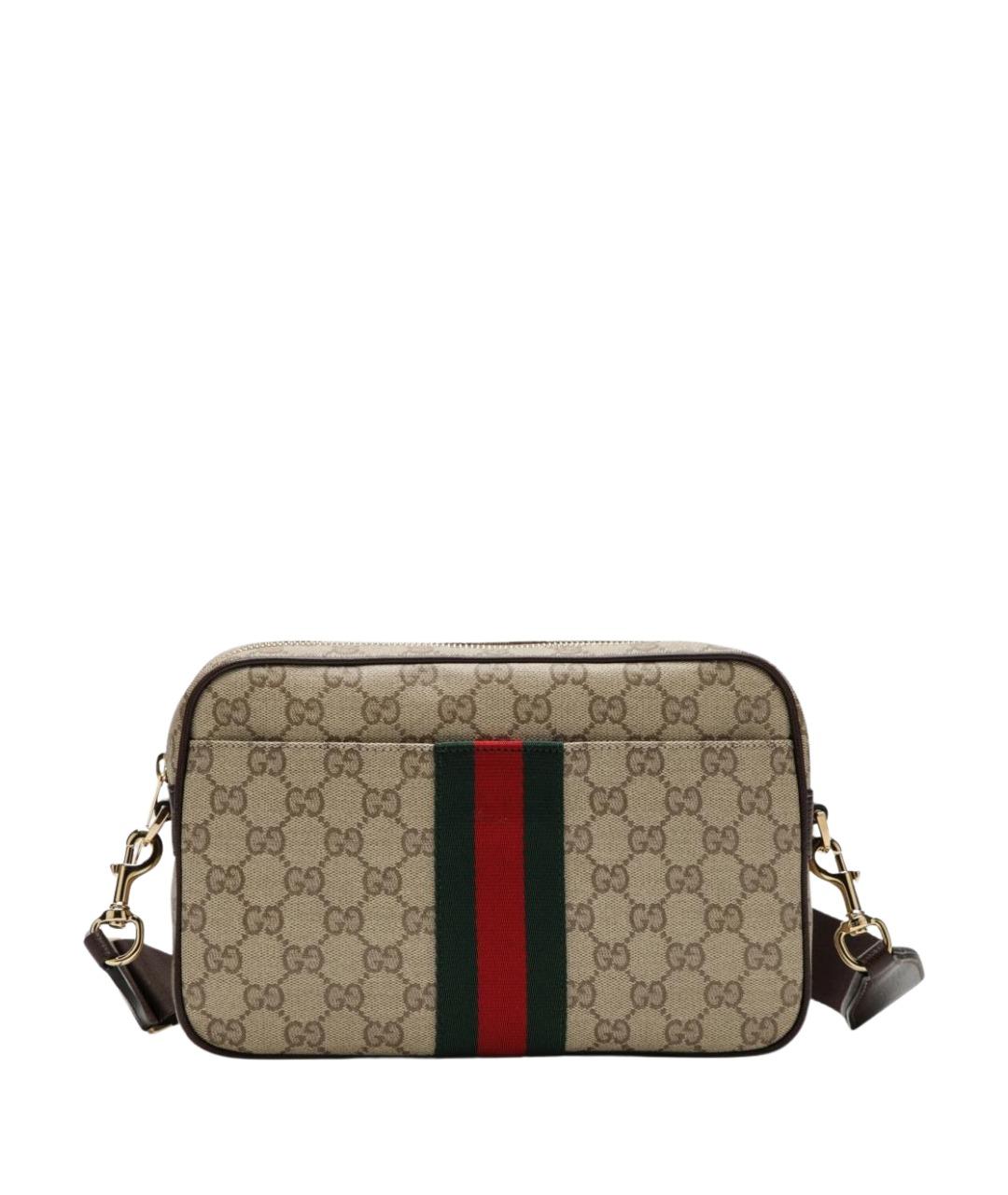 GUCCI Бежевая сумка на плечо из канвы, фото 1