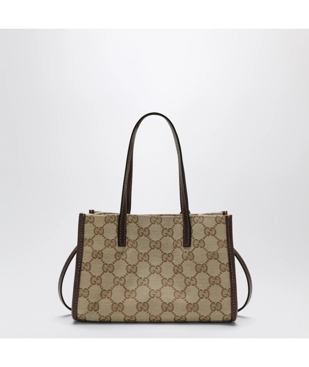 GUCCI Бежевая тканевая сумка тоут, фото 2