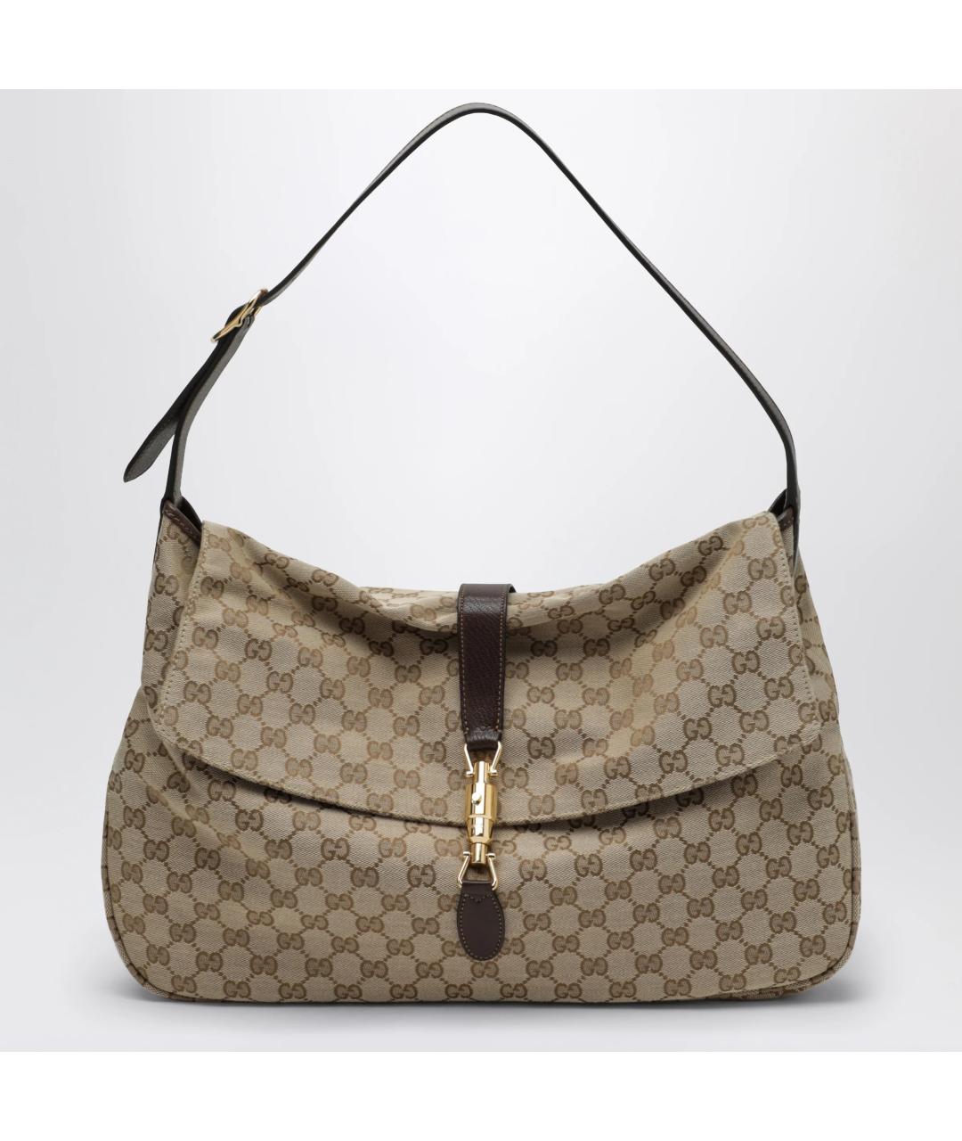 GUCCI Бежевая сумка на плечо из канвы, фото 3