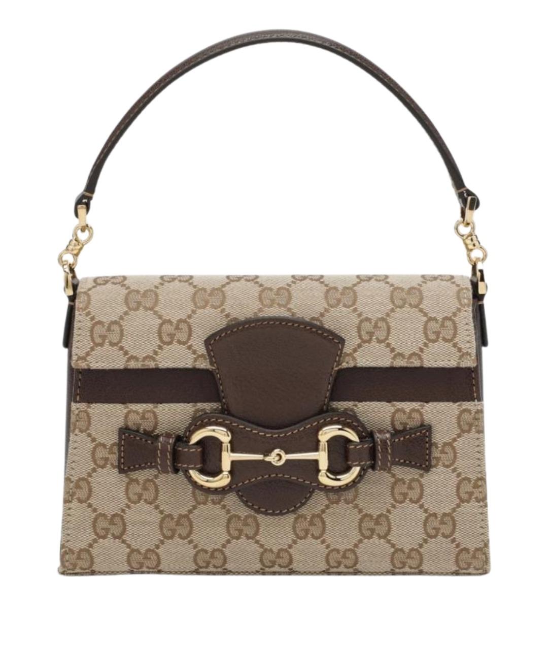 GUCCI Бежевая сумка с короткими ручками из канвы, фото 1