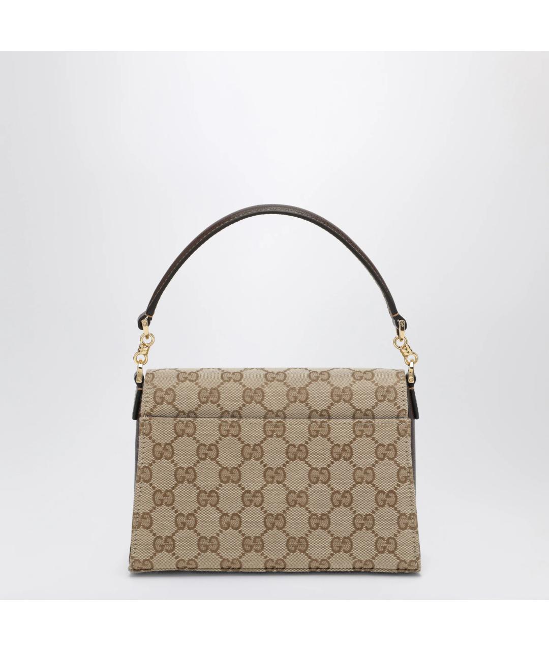 GUCCI Бежевая сумка с короткими ручками из канвы, фото 2