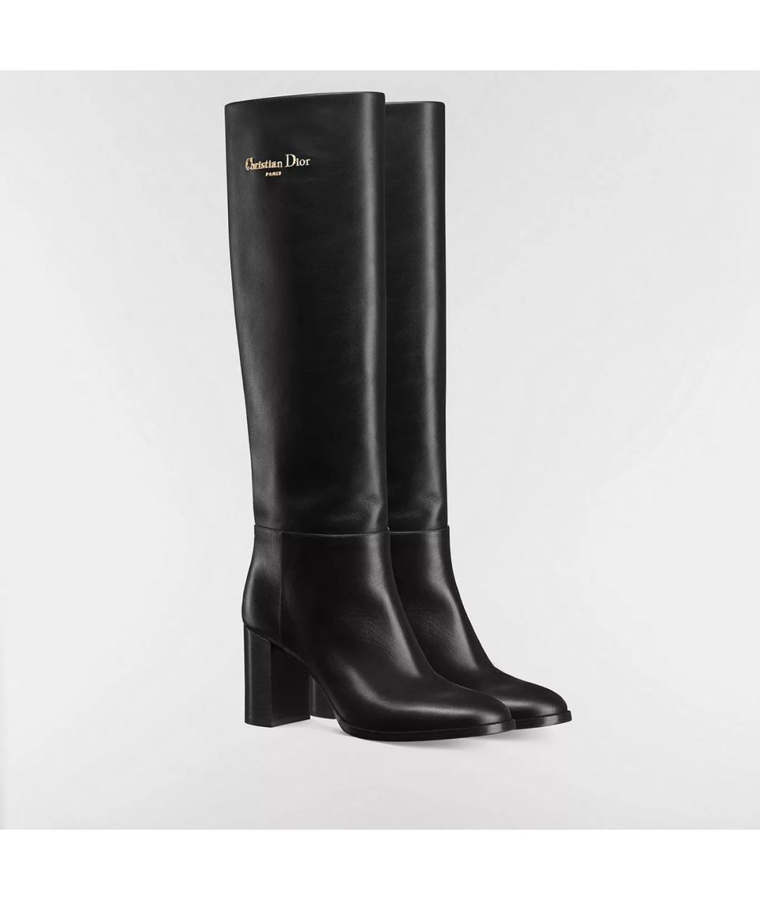 CHRISTIAN DIOR Черные кожаные сапоги, фото 4