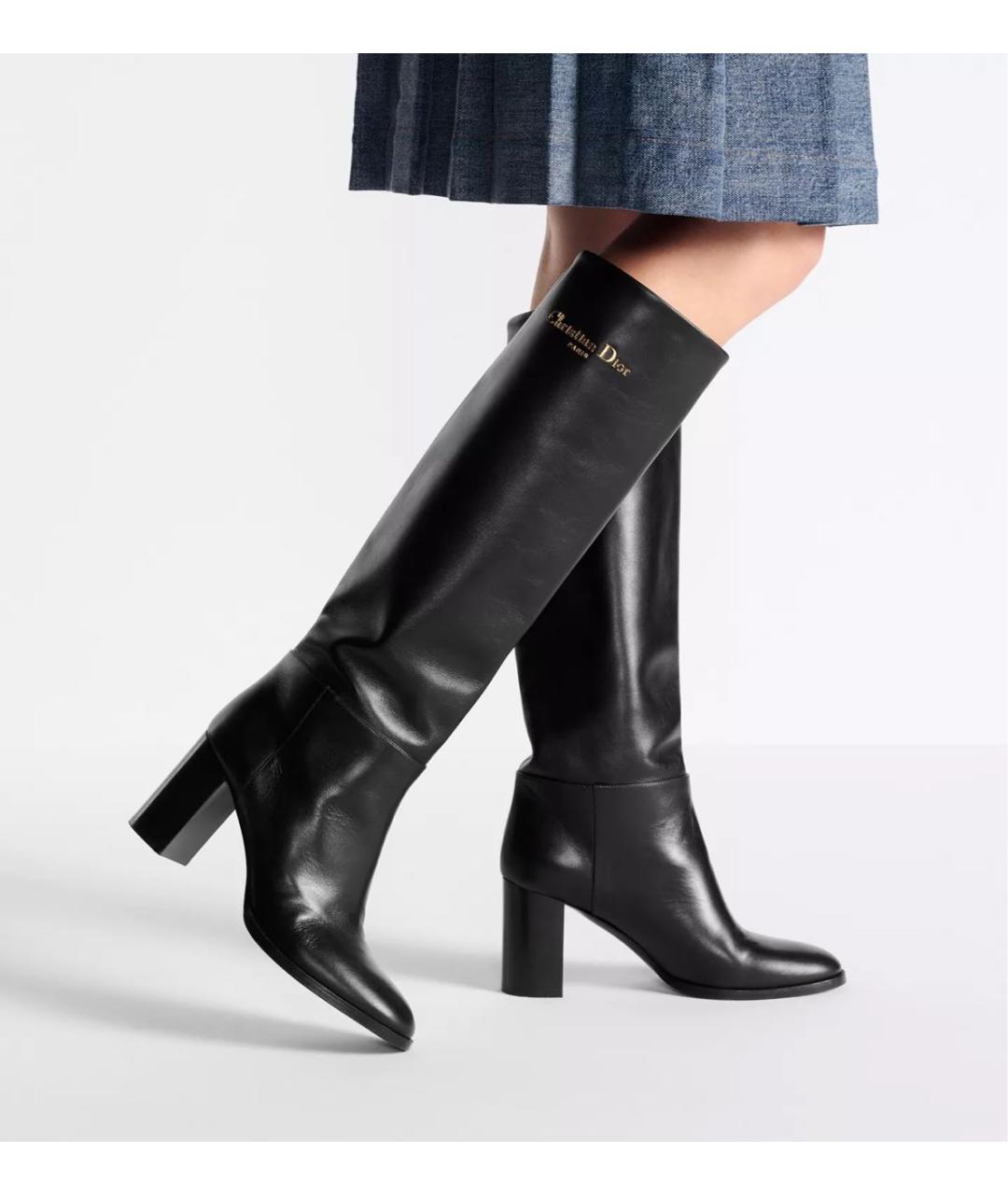 CHRISTIAN DIOR Черные кожаные сапоги, фото 2