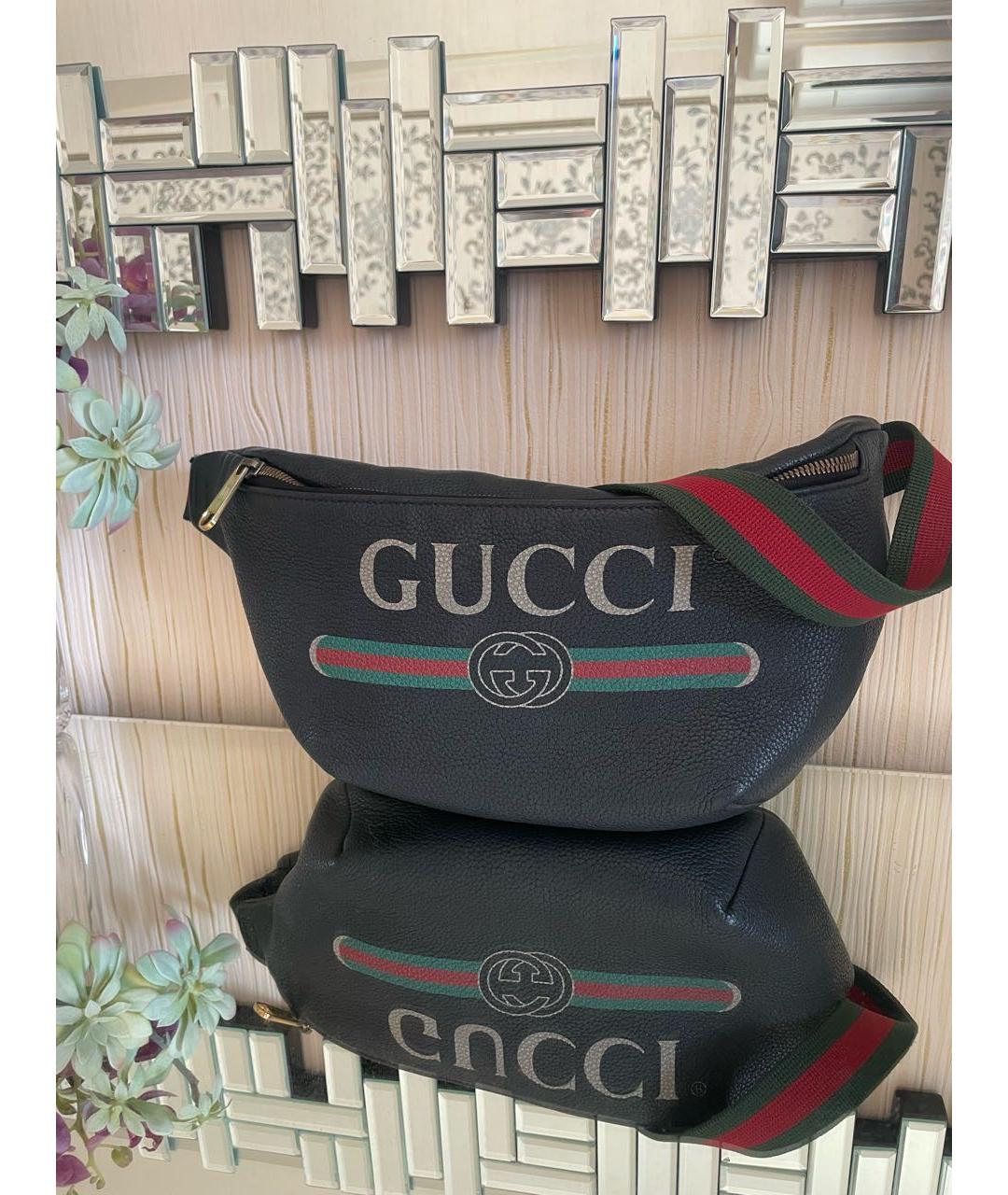 GUCCI Черная кожаная поясная сумка, фото 7