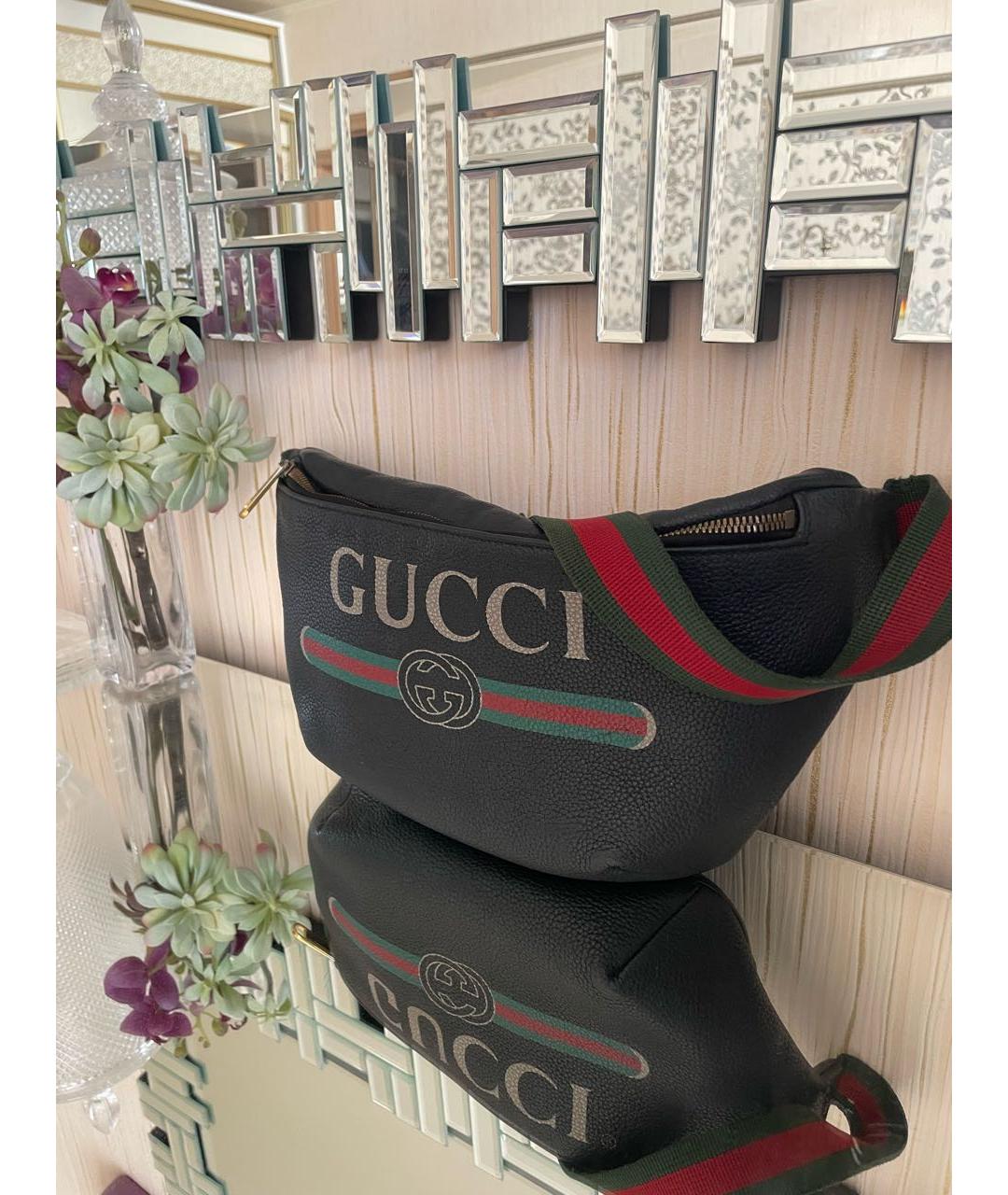GUCCI Черная кожаная поясная сумка, фото 2