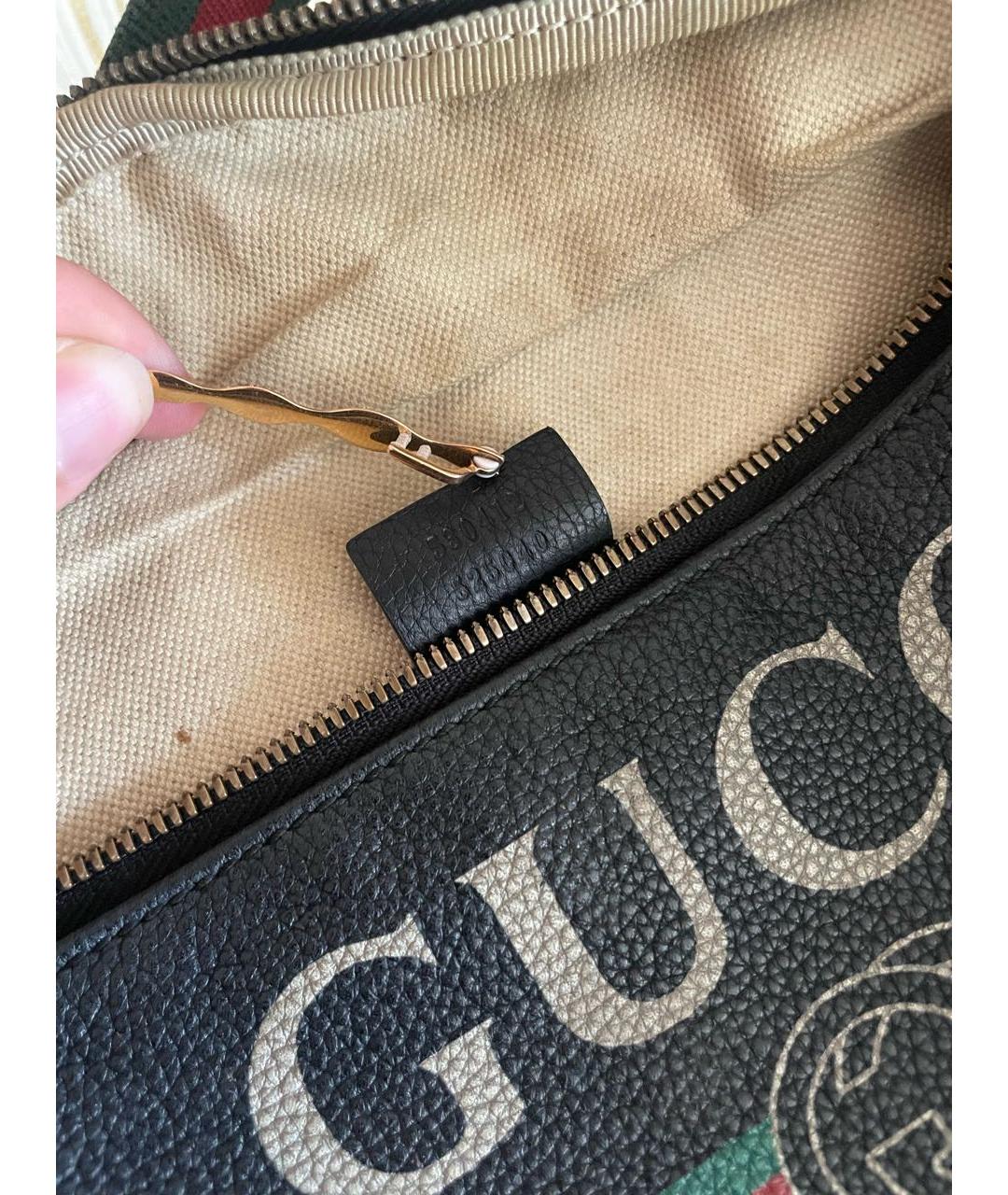 GUCCI Черная кожаная поясная сумка, фото 6