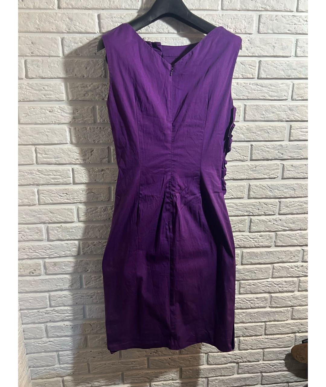 CHRISTIAN DIOR Фиолетовое хлопковое коктейльное платье, фото 2