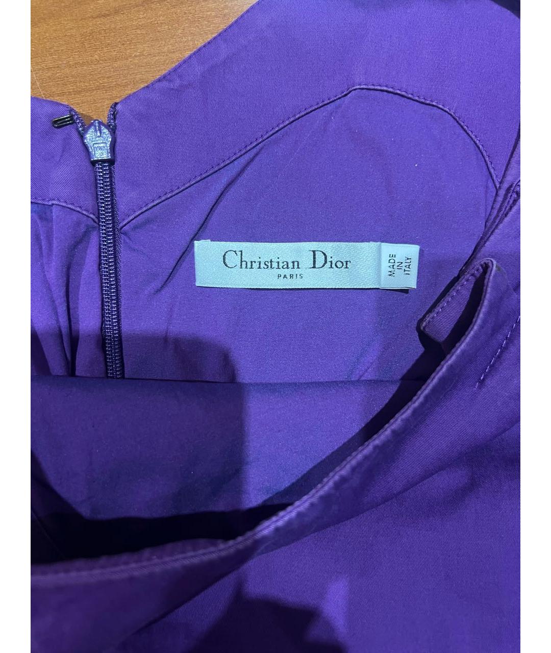 CHRISTIAN DIOR Фиолетовое хлопковое коктейльное платье, фото 3