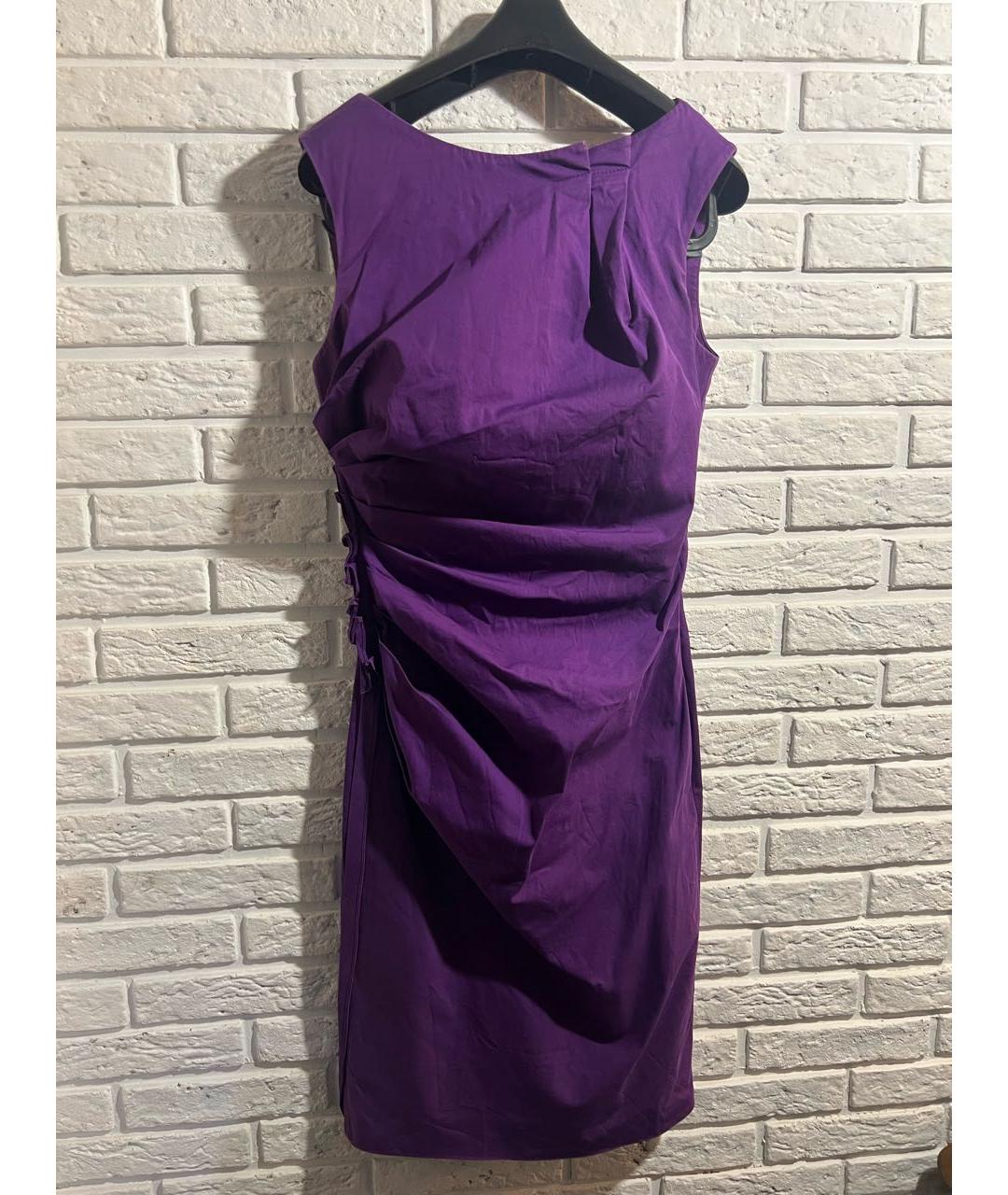CHRISTIAN DIOR Фиолетовое хлопковое коктейльное платье, фото 5