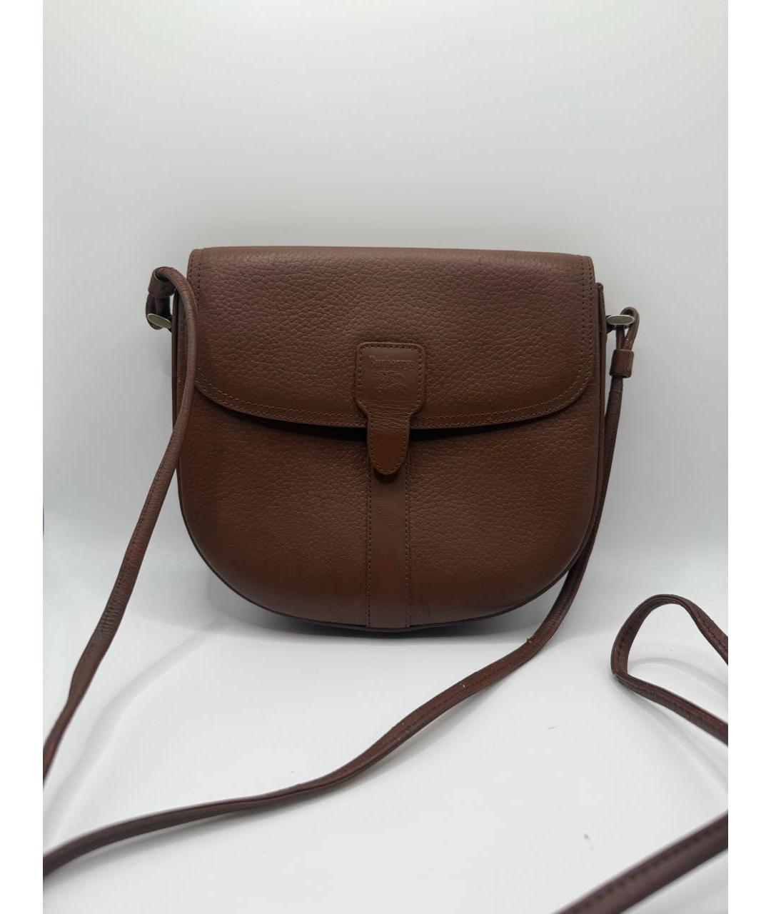 BURBERRY Коричневая кожаная сумка на плечо, фото 7