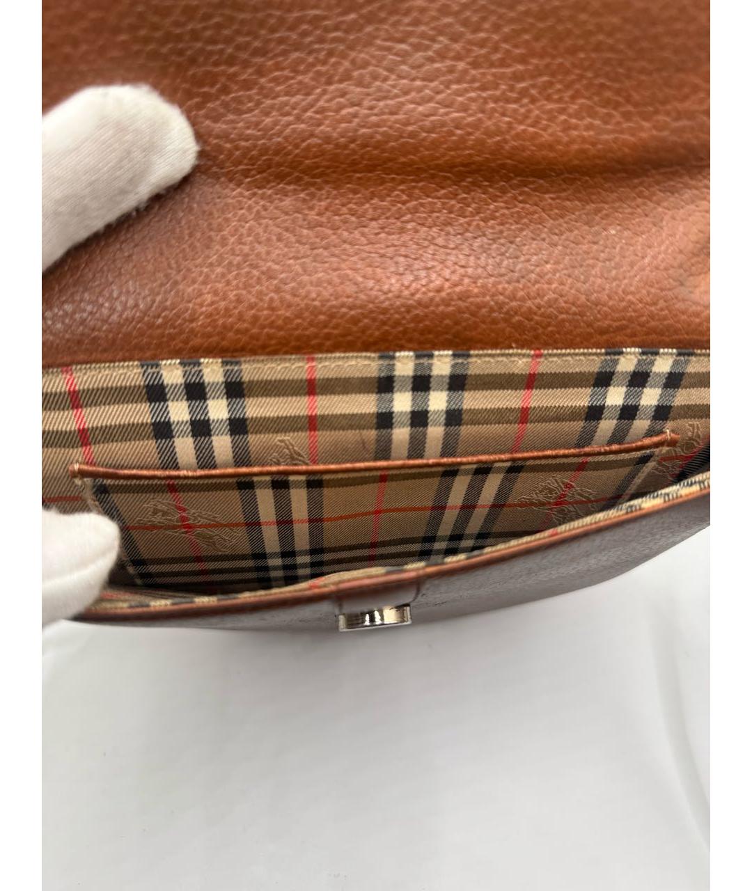 BURBERRY Коричневая кожаная сумка на плечо, фото 6