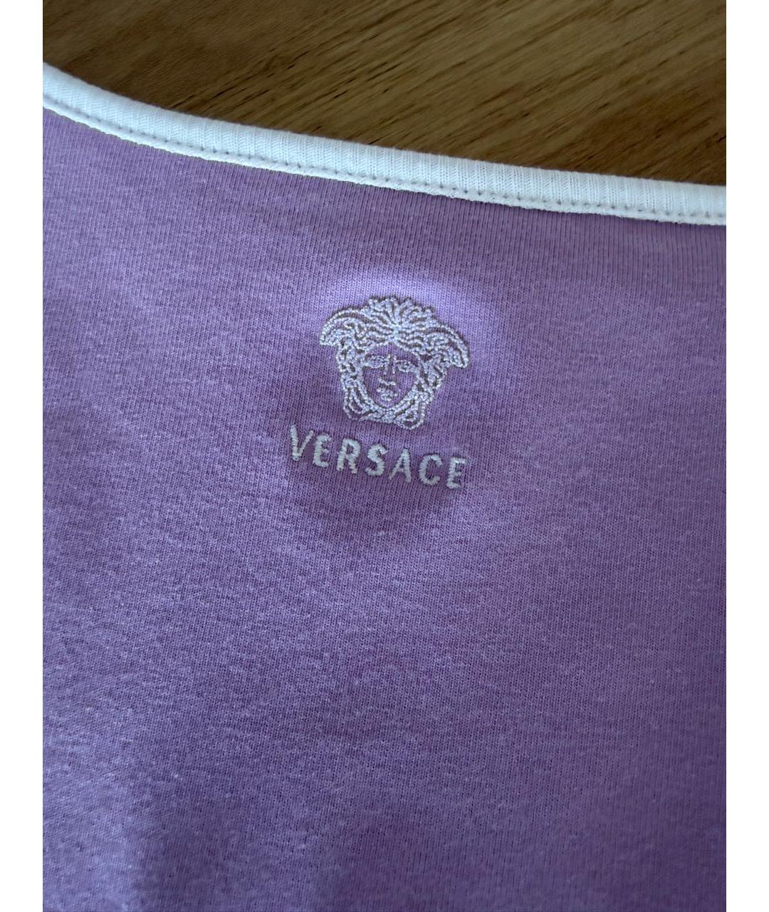 VERSACE Фиолетовая хлопковая майка, фото 5