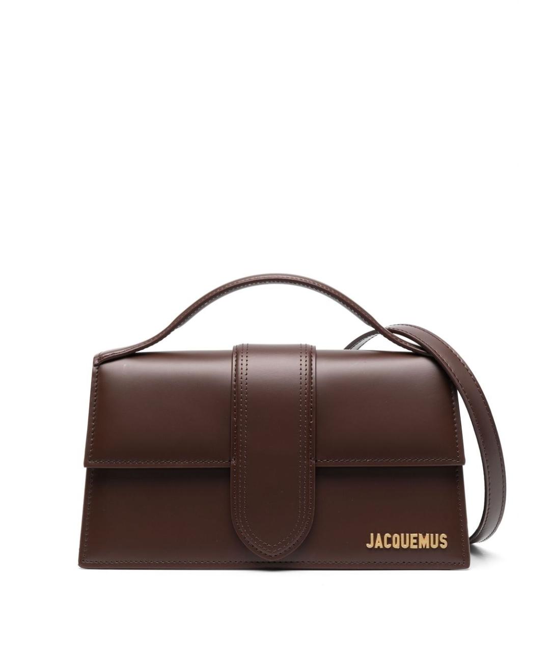 JACQUEMUS Коричневая кожаная сумка с короткими ручками, фото 1