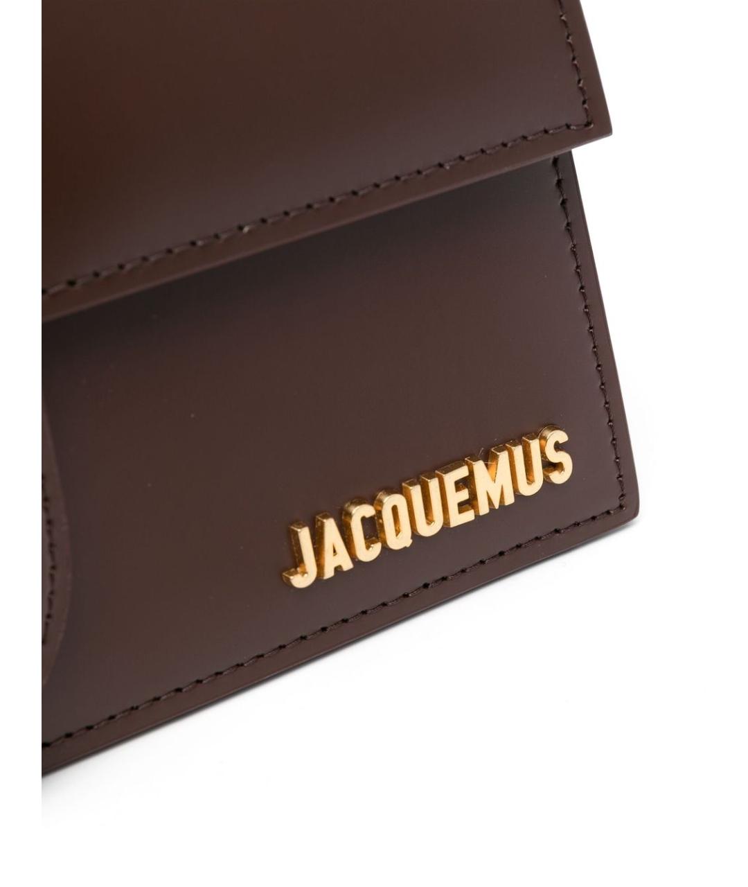 JACQUEMUS Коричневая кожаная сумка с короткими ручками, фото 2