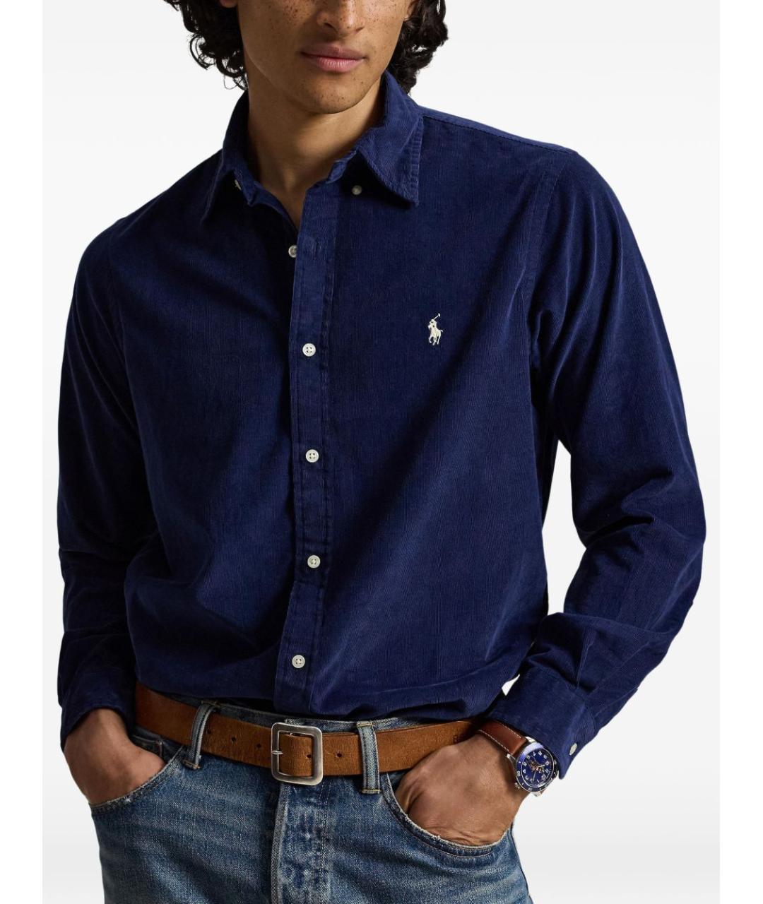 POLO RALPH LAUREN Темно-синяя хлопковая кэжуал рубашка, фото 2