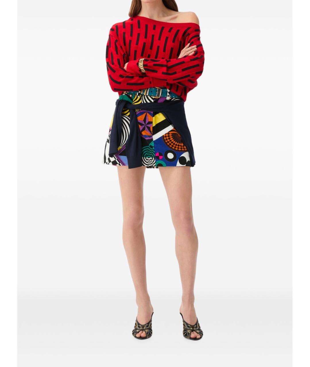 VERSACE Мульти хлопковая юбка мини, фото 2