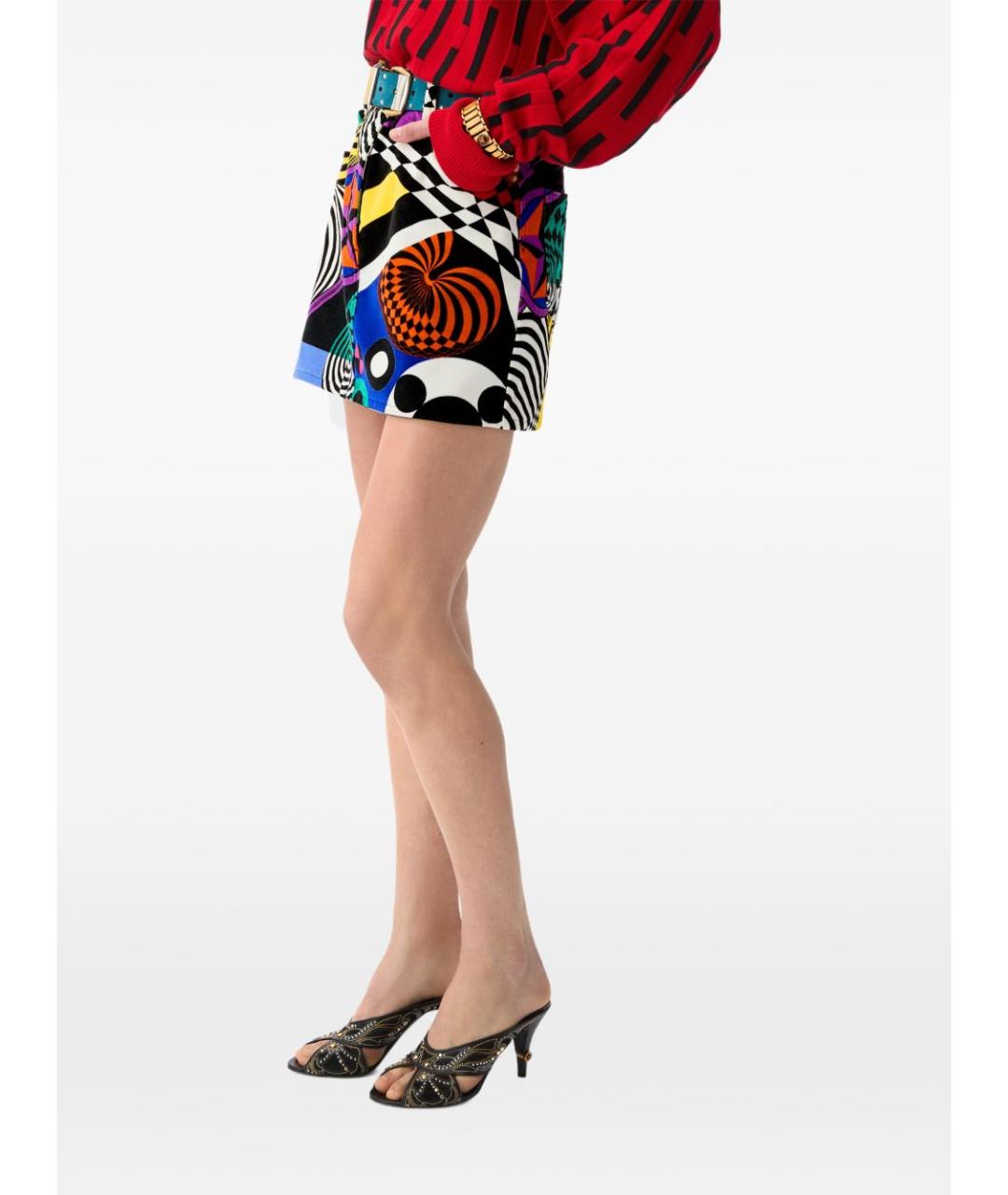 VERSACE Мульти хлопковая юбка мини, фото 4