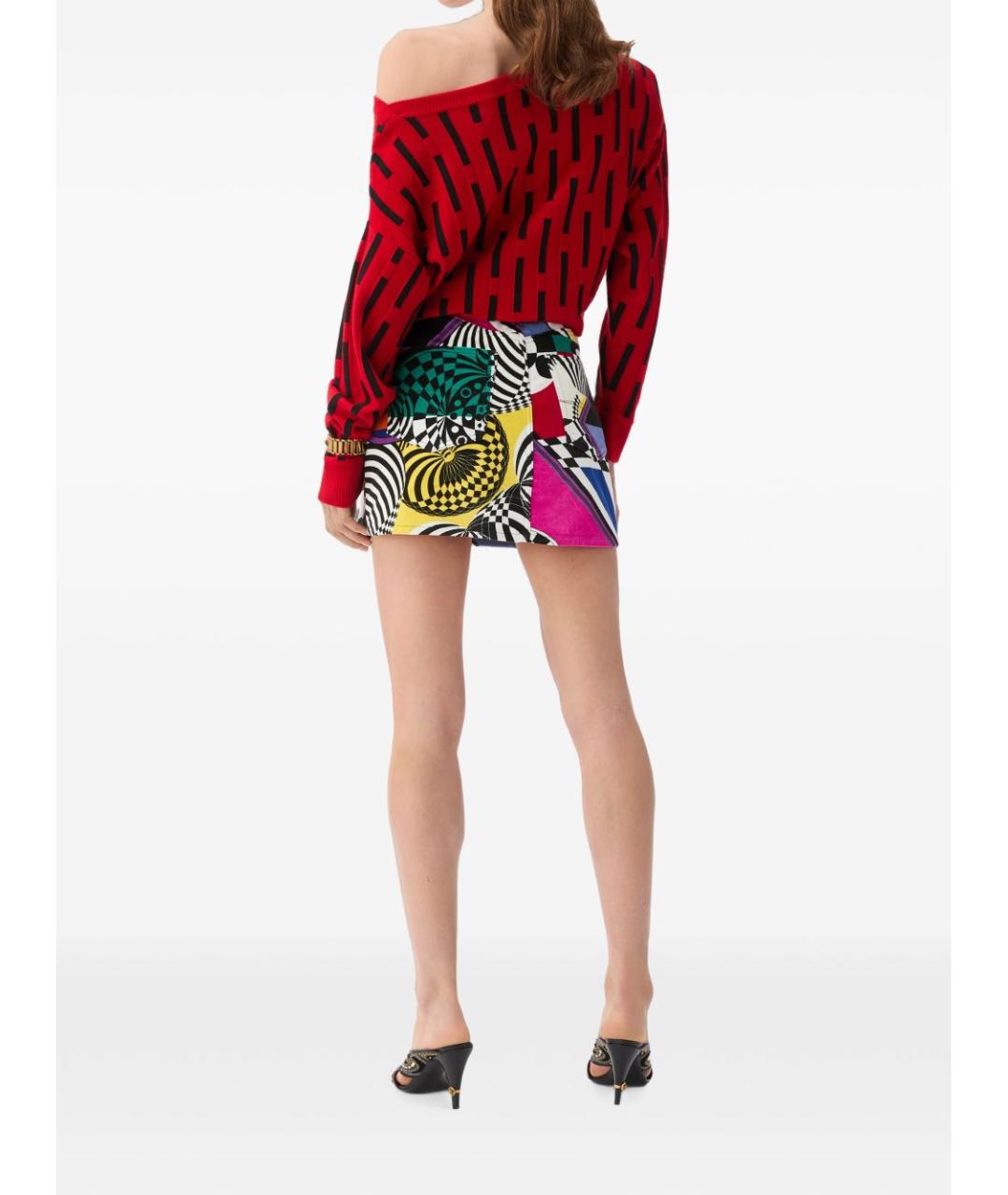 VERSACE Мульти хлопковая юбка мини, фото 3