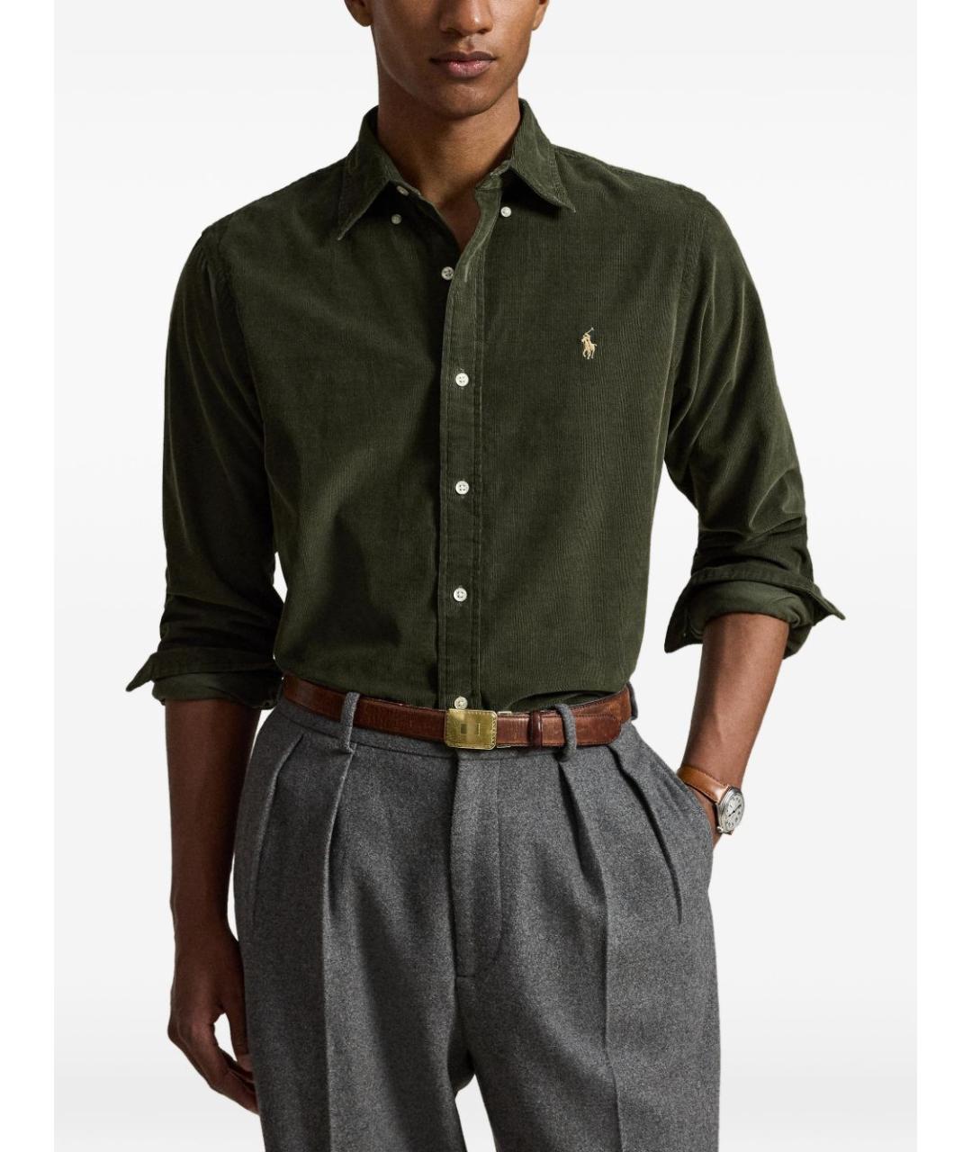 POLO RALPH LAUREN Зеленая хлопковая кэжуал рубашка, фото 5