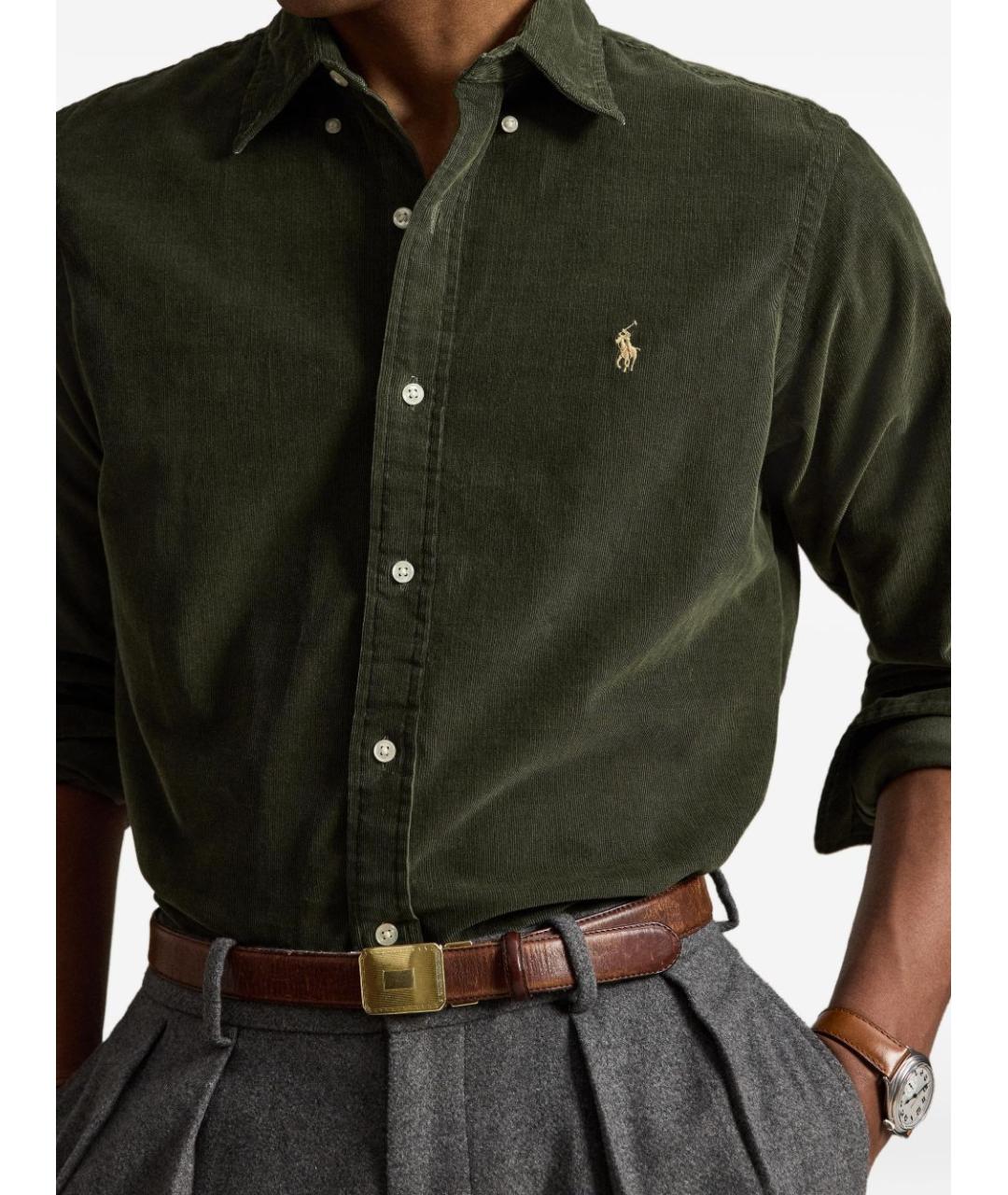 POLO RALPH LAUREN Зеленая хлопковая кэжуал рубашка, фото 3
