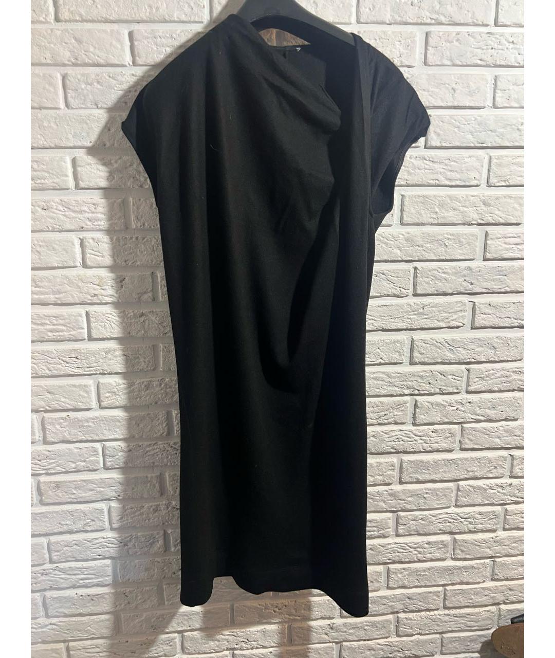 HELMUT LANG Черное шерстяное повседневное платье, фото 5