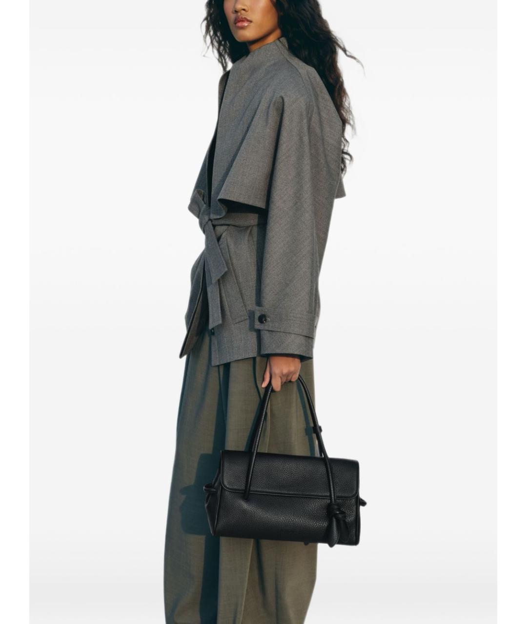 JACQUEMUS Черная кожаная сумка через плечо, фото 3