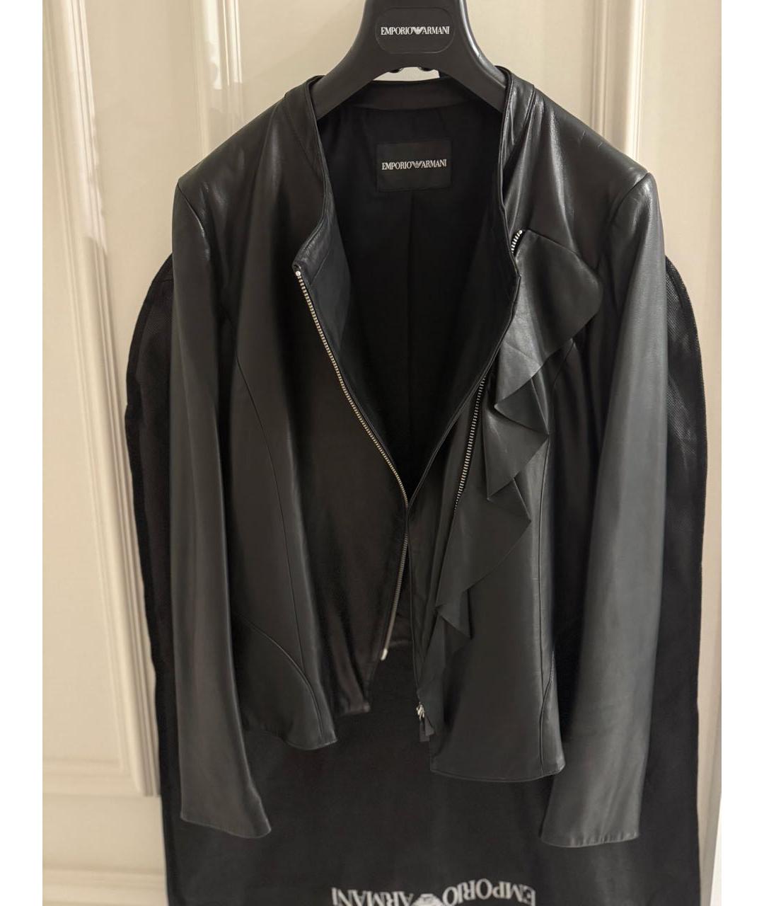 EMPORIO ARMANI Черная кожаная куртка, фото 4