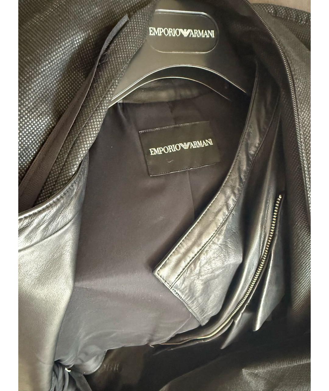 EMPORIO ARMANI Черная кожаная куртка, фото 3