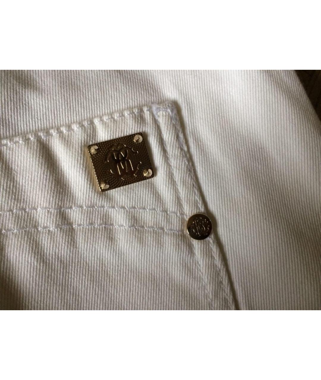 ROBERTO CAVALLI Белые хлопковые прямые джинсы, фото 6