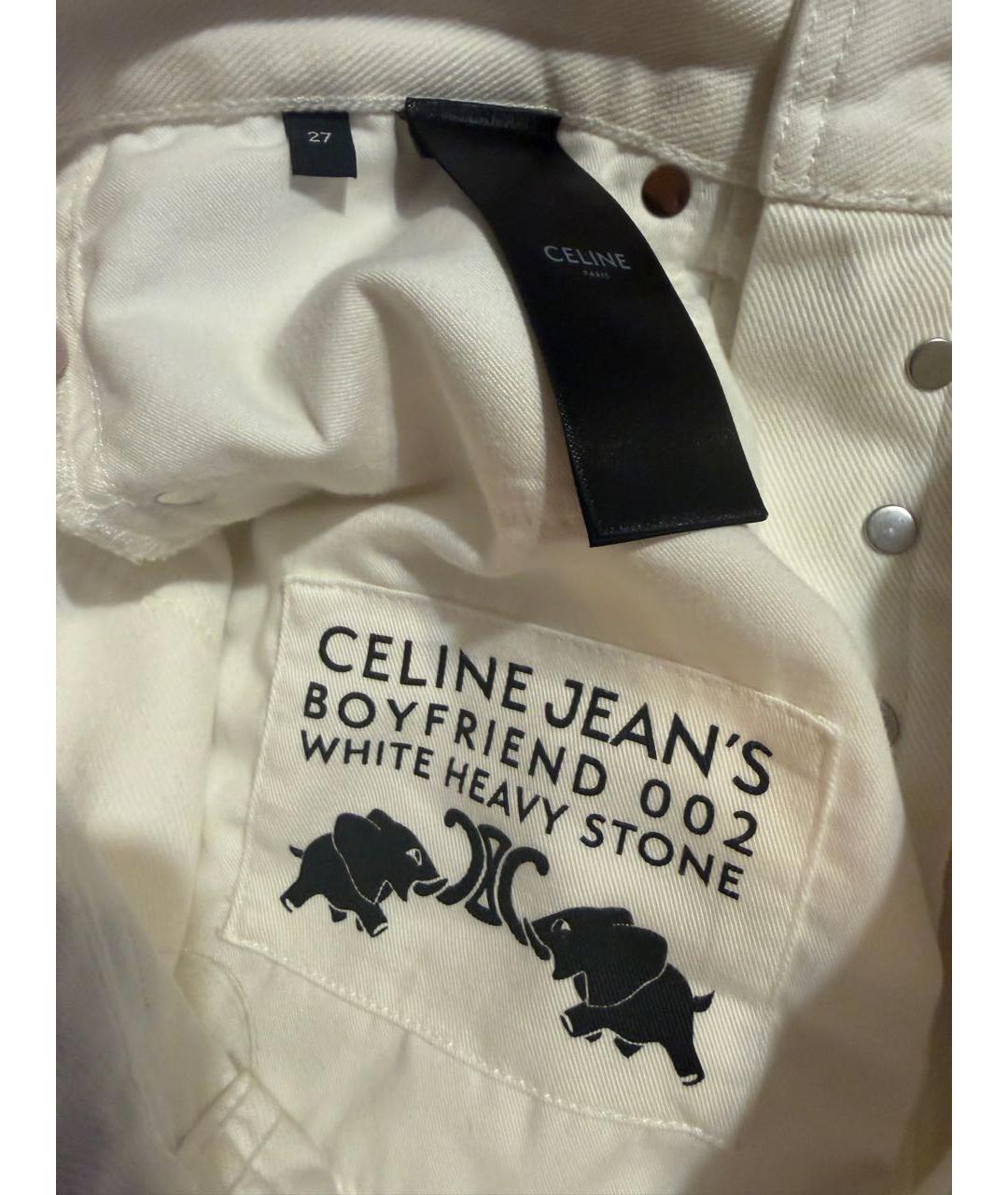 CELINE Белые хлопковые прямые джинсы, фото 6