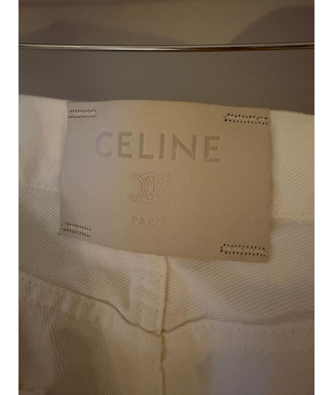 CELINE Белые хлопковые прямые джинсы, фото 4