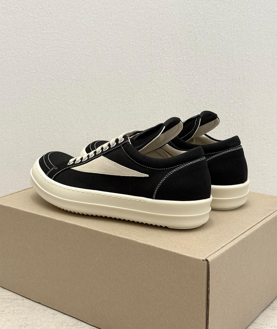 RICK OWENS Черные текстильные кеды, фото 4