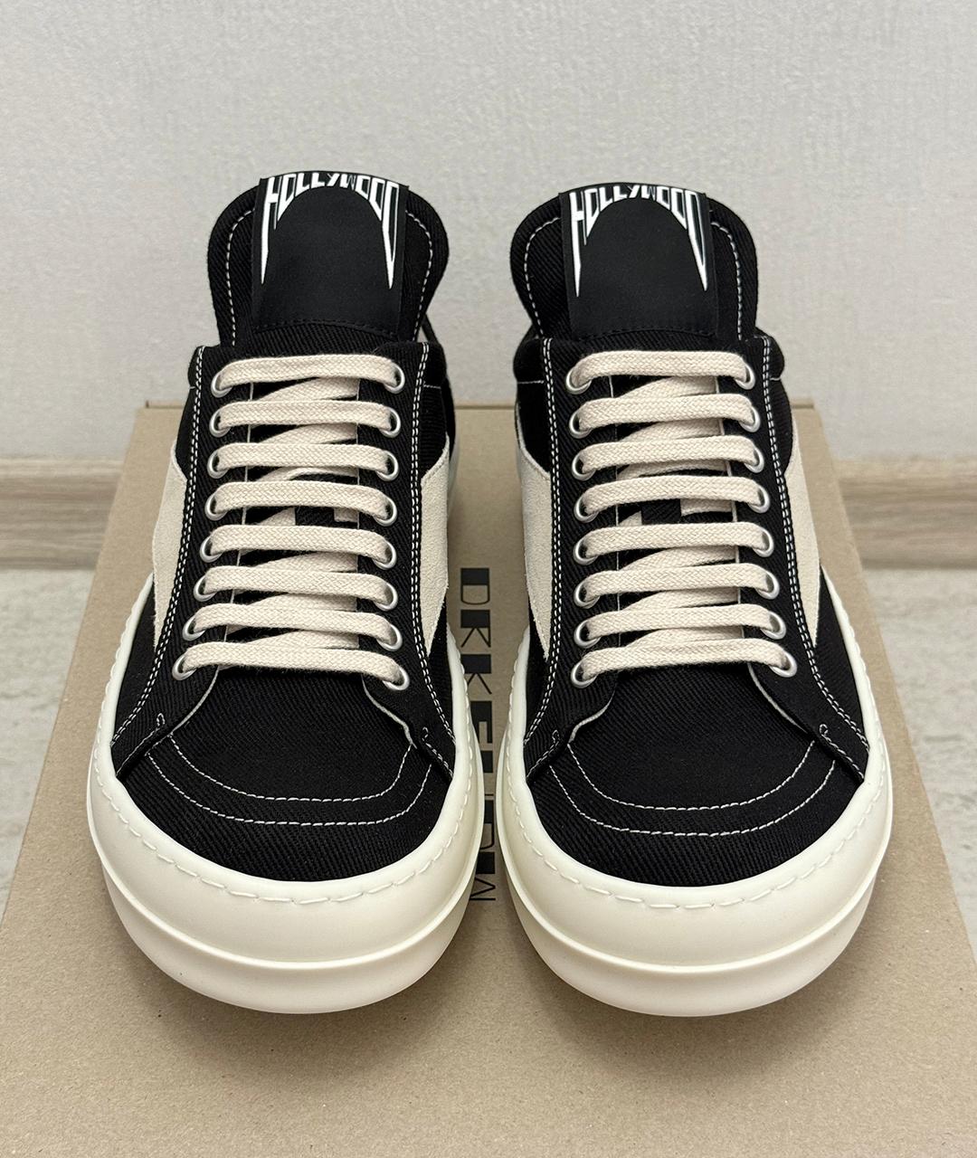RICK OWENS Черные текстильные кеды, фото 3