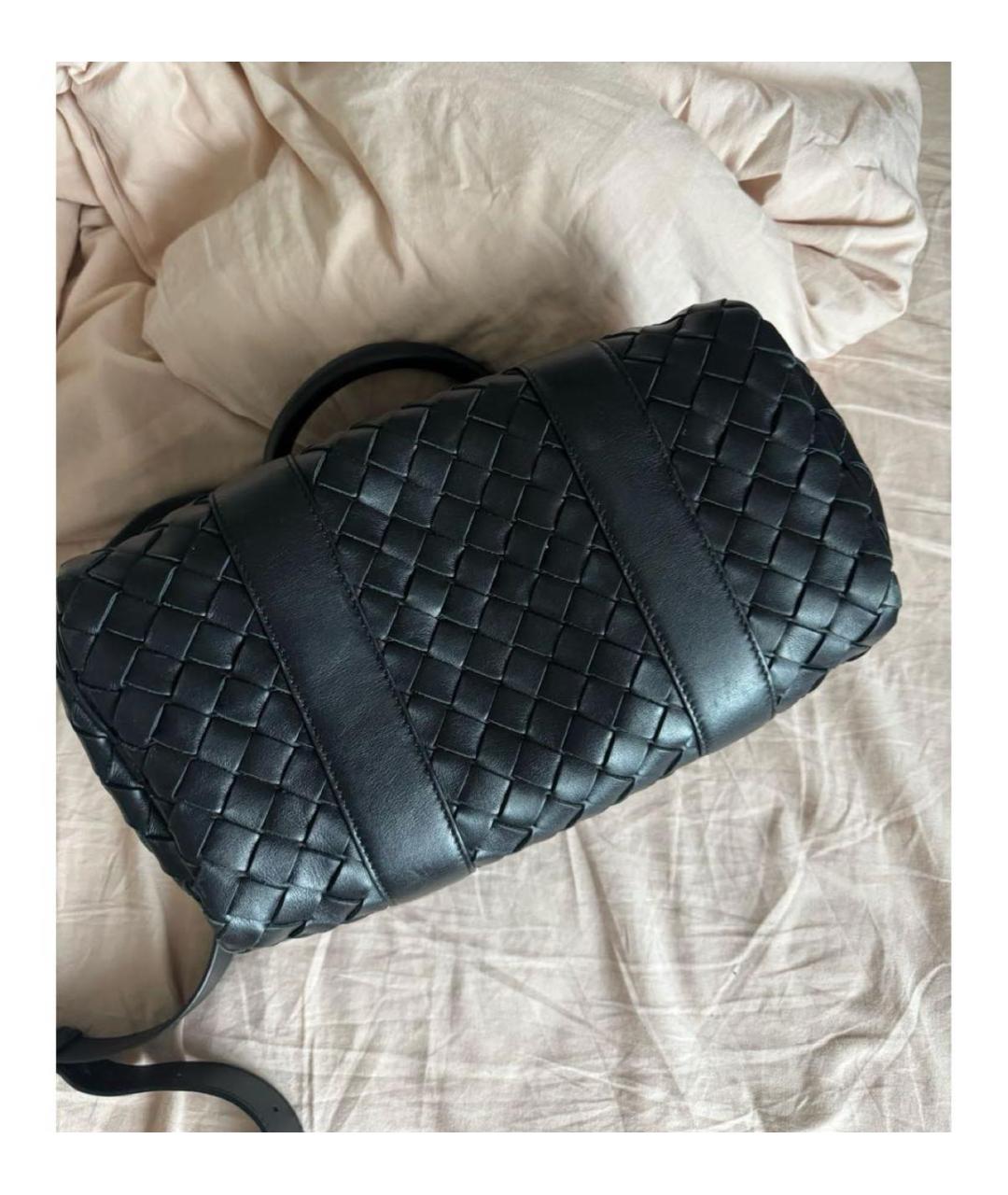 BOTTEGA VENETA Черная кожаная сумка тоут, фото 5