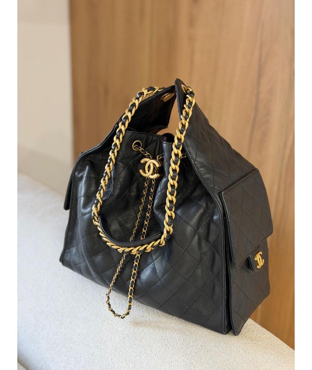CHANEL Черная кожаная сумка тоут, фото 3