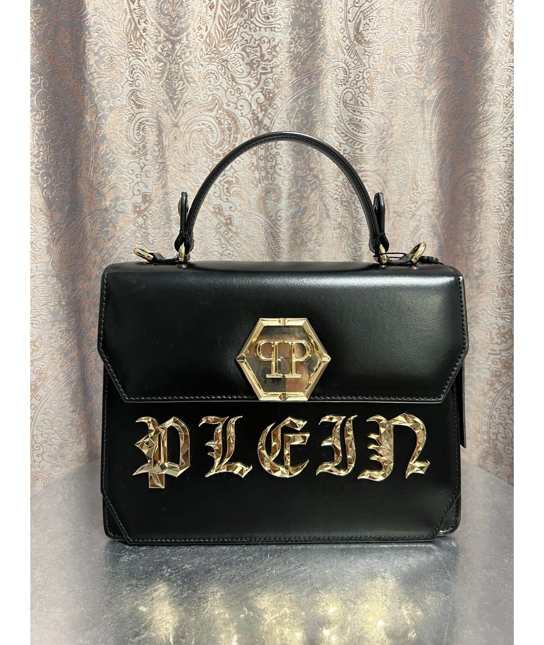 PHILIPP PLEIN Черная кожаная сумка с короткими ручками, фото 7