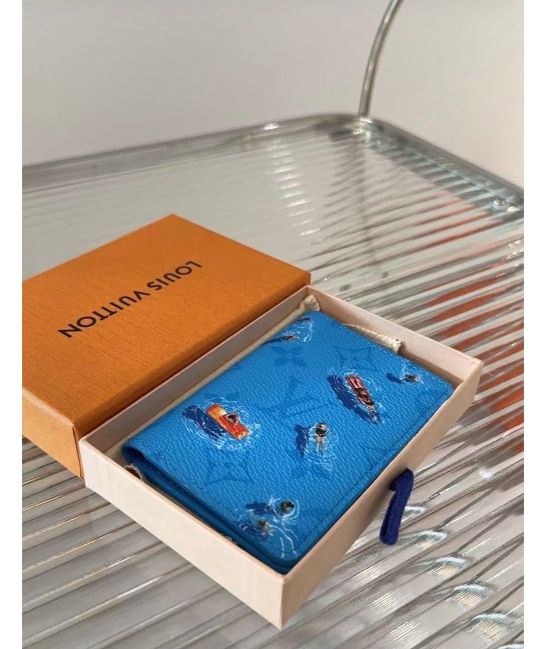 LOUIS VUITTON Синий кожаный кардхолдер, фото 5