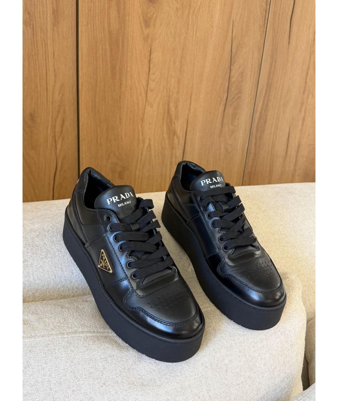 PRADA Черные кожаные кеды, фото 3