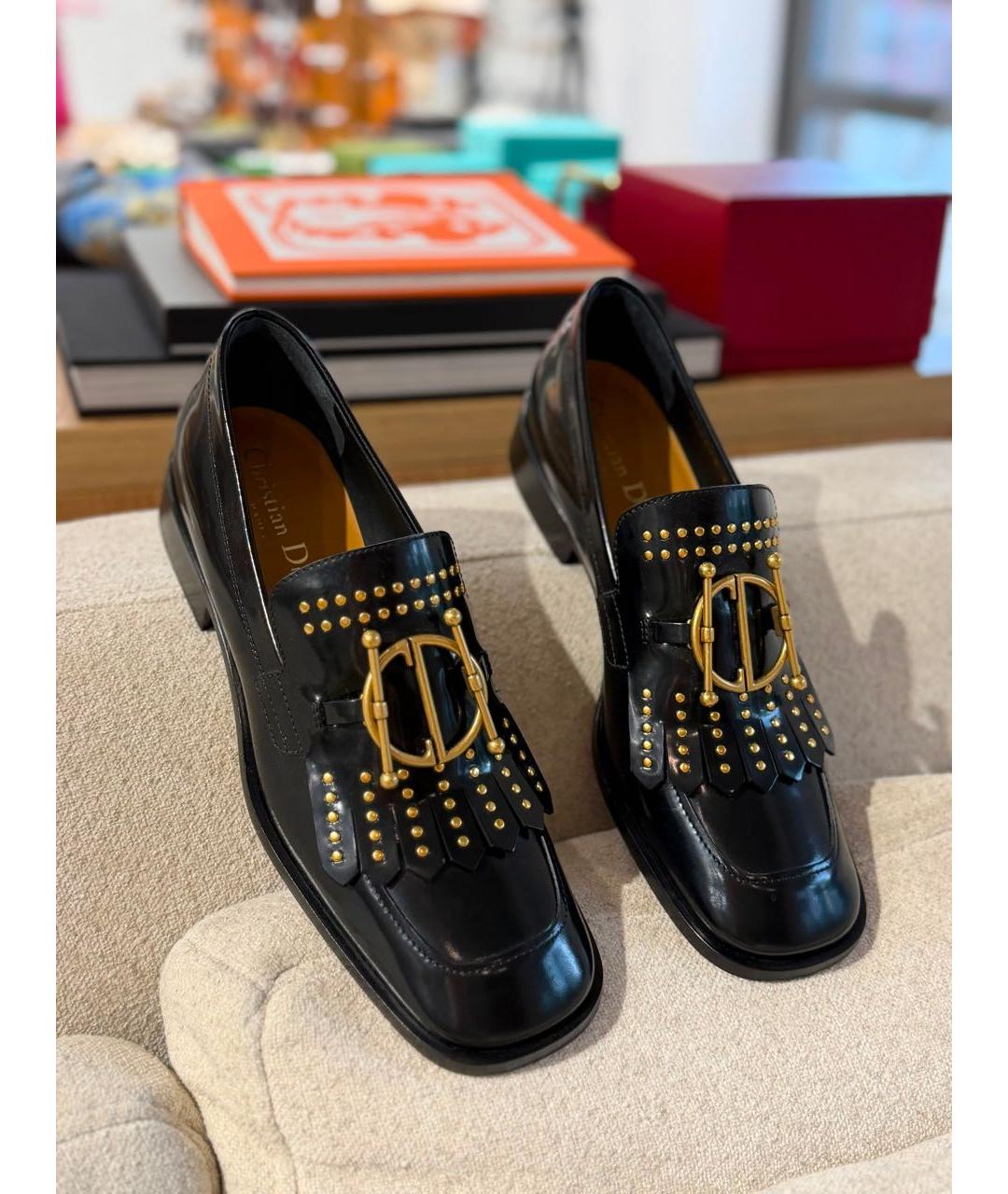 CHRISTIAN DIOR Черные кожаные лоферы, фото 3