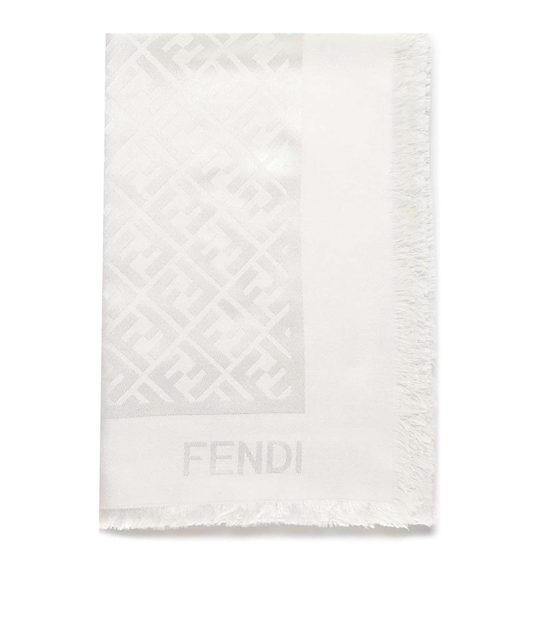 FENDI Белый шерстяной шарф, фото 1