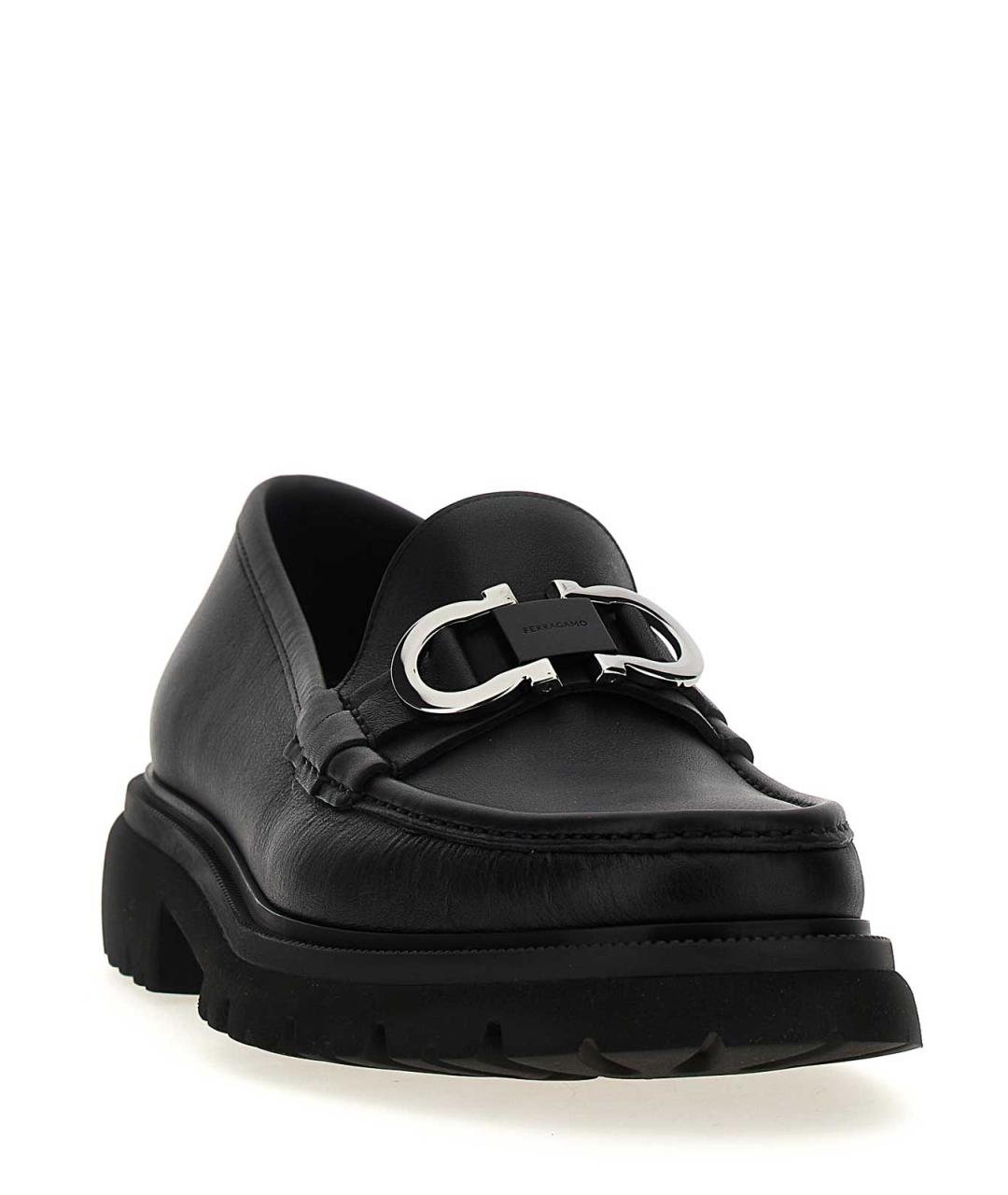 FERRAGAMO Черные кожаные лоферы, фото 2